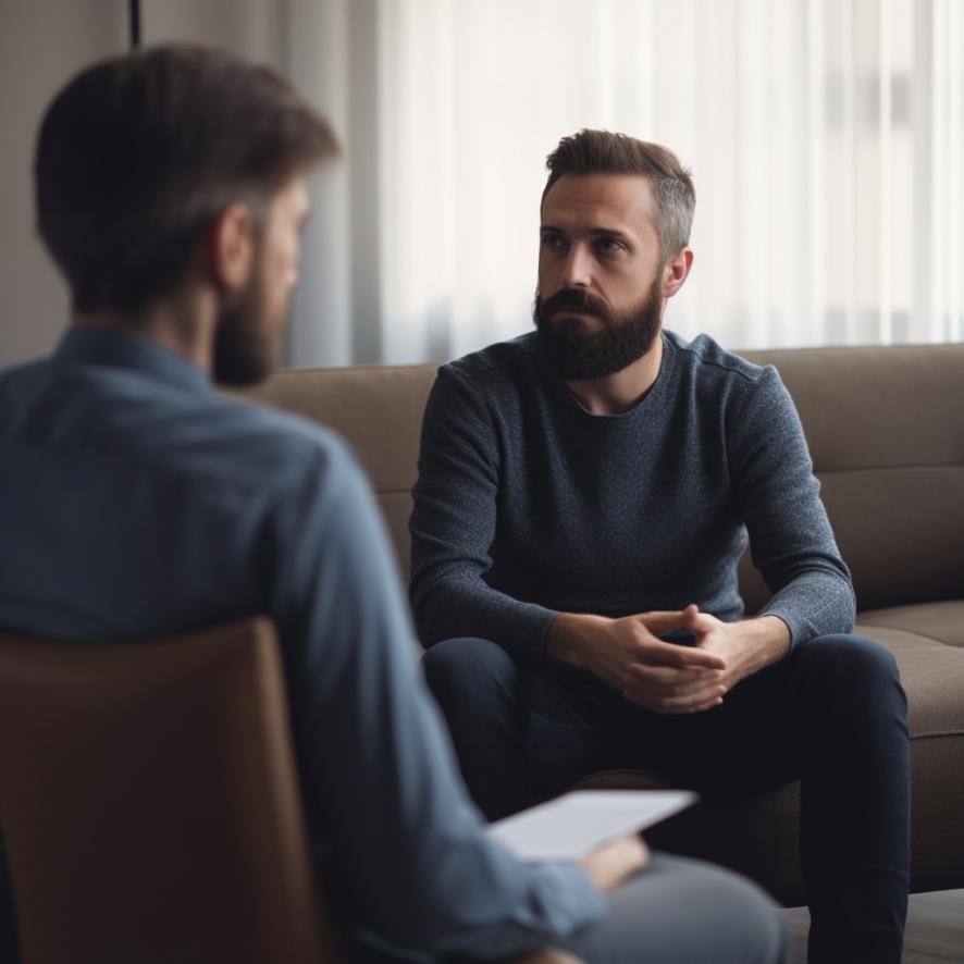 man sitting with his therapist
